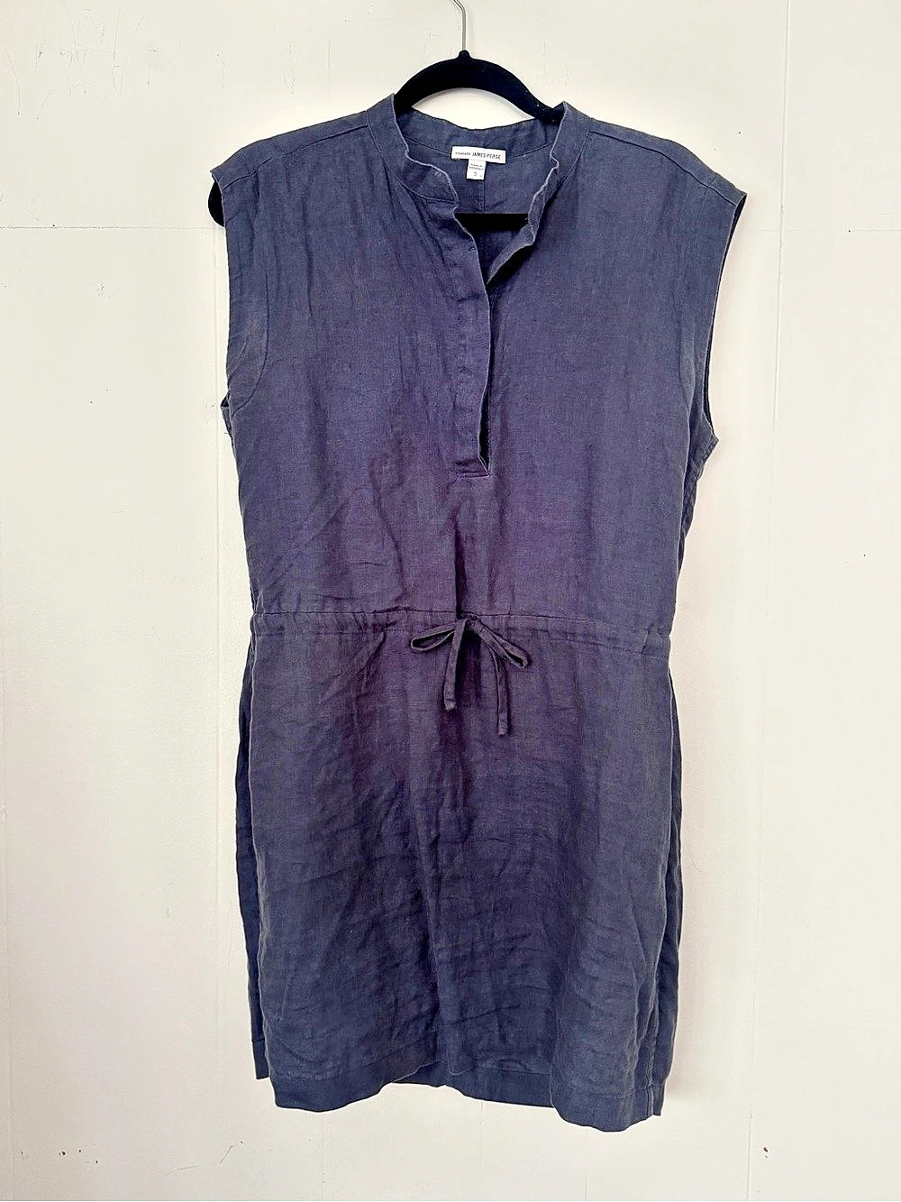 James Perse Drawstring Mini Dress Linen Mini Dress